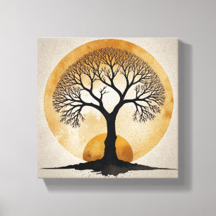 Mystic Sunset Tree - Natur & Spirituelles Design Leinwanddruck