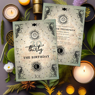 Mystic Tarot Fortune Peacock 30. Geburtstag Party Einladung