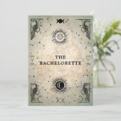 Mystic Tarot Fortune Peacock Junggeselinnen-Abschi Einladung (Stehend Vorderseite)