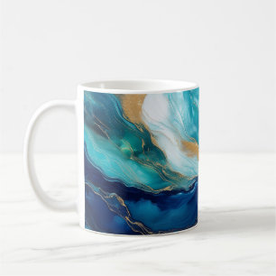 Mystic Tides: Die Kunst von Kobalt und Türkis Kaffeetasse
