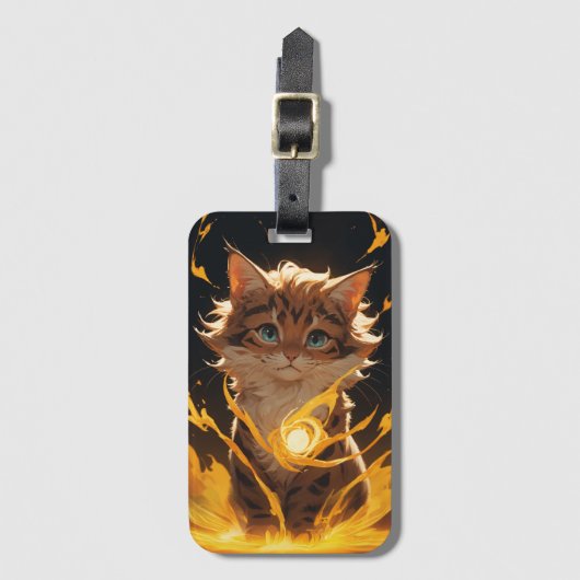 Mystic Tiger Cat Fire Familiar Gepäckanhänger (Vorderseite Vertikal)