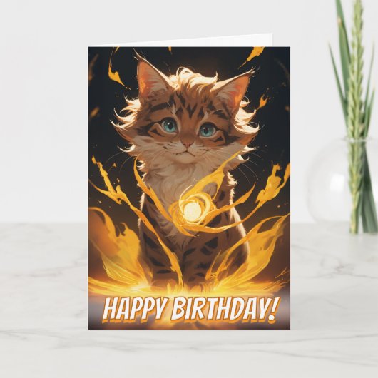 Mystic Tiger Cat Fire Familiar Karte (Vorderseite)