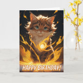 Mystic Tiger Cat Fire Familiar Karte (Gelbe Blume)
