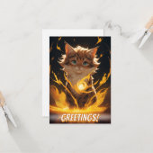 Mystic Tiger Cat Fire Familiar Karte (Vorderseite/Rückseite Beispiel)