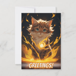 Mystic Tiger Cat Fire Familiar Karte