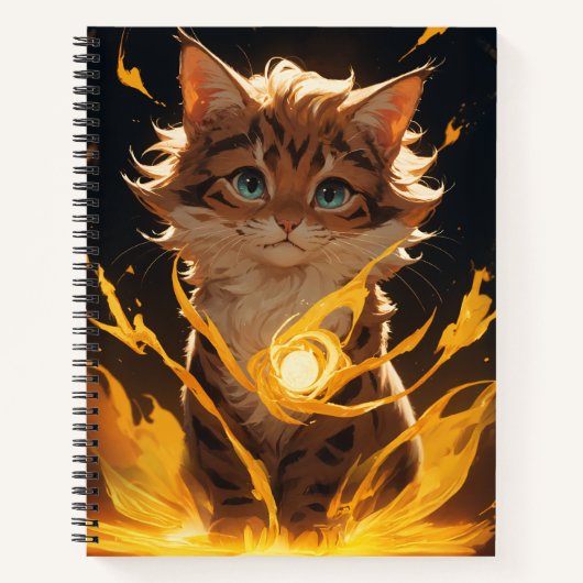 Mystic Tiger Cat Fire Familiar Notizblock (Vorderseite)