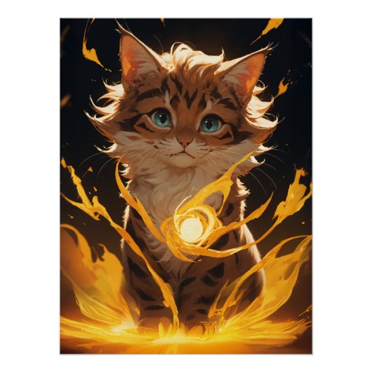 Mystic Tiger Cat Fire Familiar Poster (Vorderseite)