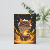 Mystic Tiger Cat Fire Familiar Postkarte (Stehend Vorderseite)