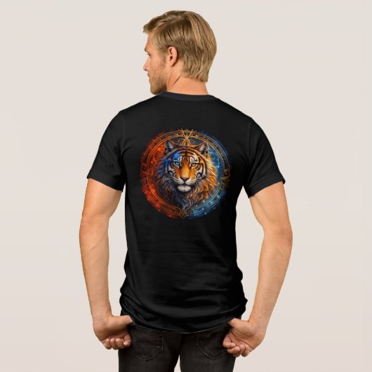 Mystic Tiger – Fire and Ice Mandala Art Tri-Blend Shirt (Rückseite voll)