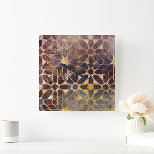 Mystic Tiles I Quadratische Wanduhr (Zuhause)