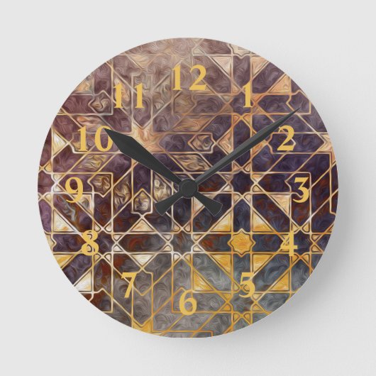 Mystic Tiles I Runde Wanduhr (Vorderseite)