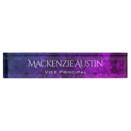 Mystic-Topaz-Desk | Blue Pink Lila Ombre Chic Namensplakette