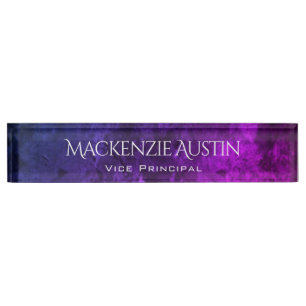 Mystic-Topaz-Desk Blue Pink Lila Ombre Chic Namensplakette
