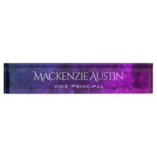 Mystic-Topaz-Desk | Blue Pink Lila Ombre Chic Namensplakette