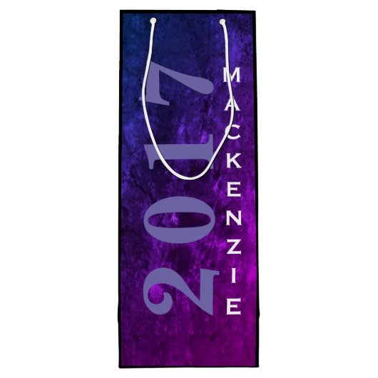 Mystic-Topaz Grad | Year Blue Pink Lila Ombre | Geschenktüte Für Weinflaschen (Rückseite)