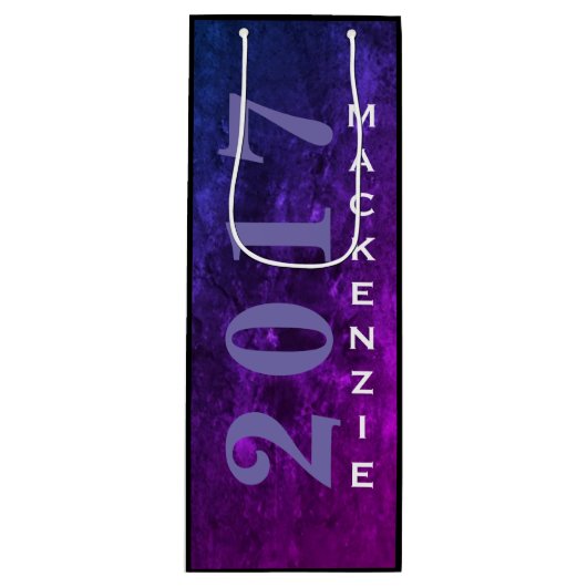 Mystic-Topaz Grad | Year Blue Pink Lila Ombre | Geschenktüte Für Weinflaschen (Vorderseite)
