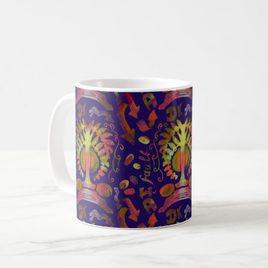 "Mystic Tree of Life - Folk Art Pattern" Kaffeetasse (Vorderseite Links)