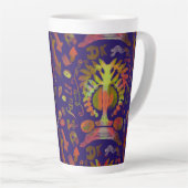 "Mystic Tree of Life - Folk Art Pattern" Latte Tas Milchtasse (Rechte Ecke)