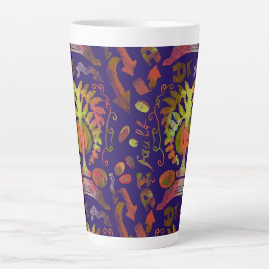 "Mystic Tree of Life - Folk Art Pattern" Latte Tas Milchtasse (Vorderseite)