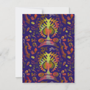 "Mystic Tree of Life - Folk Art Pattern" Postkarte