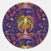 "Mystic Tree of Life - Folk Art Pattern" Runder Aufkleber (Vorderseite)