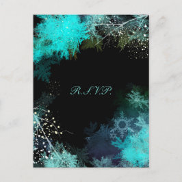 Mystic Türkise Forest Wedding RSVP Einladungspostkarte