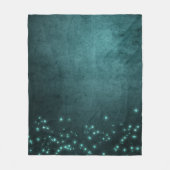 Mystic Twilight Stars | Tief Aquamarin grünes Neon Fleecedecke (Vorderseite)