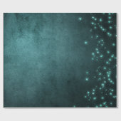 Mystic Twilight Stars | Tief Aquamarin grünes Neon Geschenkpapier (Flach)