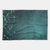 Mystic Twilight Stars | Tief Aquamarin grünes Neon Geschirrtuch (Horizontal)