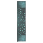 Mystic Twilight Stars | Tief Aquamarin grünes Neon Kurzer Tischläufer (Vorderseite)