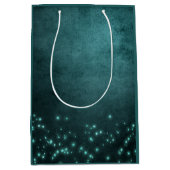 Mystic Twilight Stars | Tief Aquamarin grünes Neon Mittlere Geschenktüte (Vorderseite)