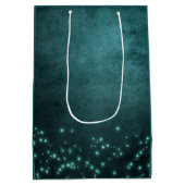 Mystic Twilight Stars | Tief Aquamarin grünes Neon Mittlere Geschenktüte (Rückseite)