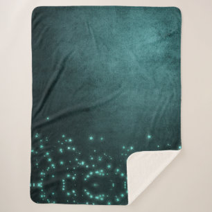Mystic Twilight Stars   Tief Aquamarin grünes Neon Sherpadecke