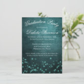 Mystic Twilight Stars | Tiefer Aquamariner glatter Einladung (Stehend Vorderseite)