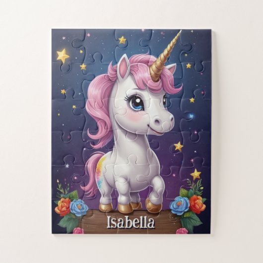 Mystic Unicorn Mitternacht Personalisiert Puzzle (Vertikal)