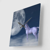 Mystic Unicorn Moon Magic Quadratische Wanduhr (Winkel)