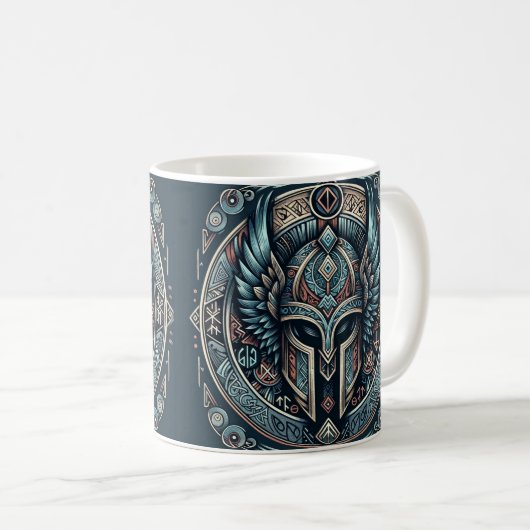Mystic Viking Rune Helmet Kaffeetasse (VorderseiteRechts)