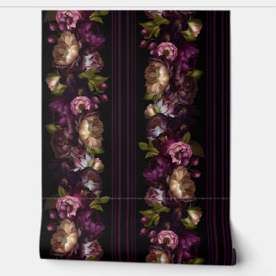 Mystic Viktorianisch Dark Flower Garden with Strip Tapete