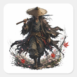 Mystic Wandering Ronin Tasse | Samurai-Krieger in Quadratischer Aufkleber