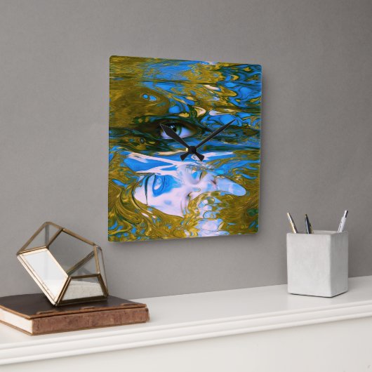 Mystic Waters Quadratische Wanduhr (Büro)