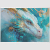 Mystic White Aquamarin Dragon Decoupage Seidenpapier (Vorderseite)