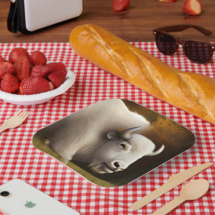 Mystic White Buffalo Digitale Kunst Pappteller