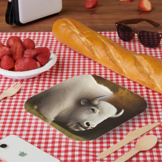 Mystic White Buffalo Digitale Kunst Pappteller (Picknick)