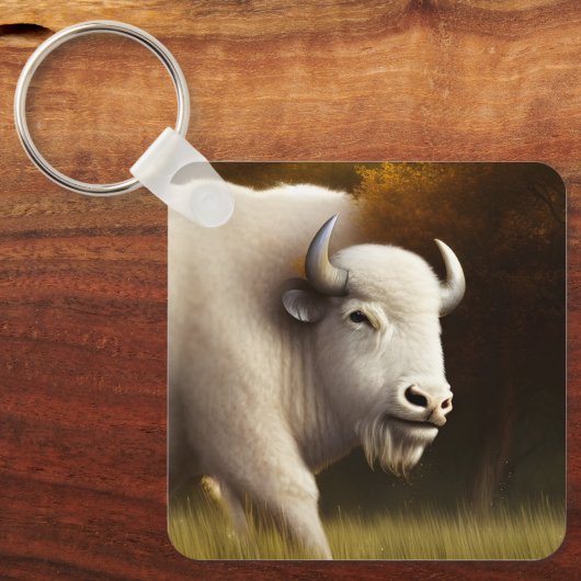 Mystic White Buffalo Digitale Kunst Schlüsselanhänger (Vorderseite)