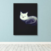 Mystic White Kitten Leinwand Wall Art-Blue-Mit Aug (Insitu (Holzboden))