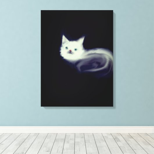 Mystic White Kitten Leinwand Wall Art-Blue-Mit Aug (Insitu (Holzboden))
