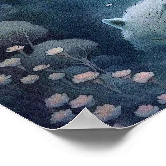 Mystic White Wolf Animal Print | Wolf Print Poster (Ecke)