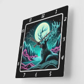 Mystic Wilderness Deer Quadratische Wanduhr (Winkel)