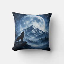 Mystic Wilderness Wolf unter dem Mond Kissen