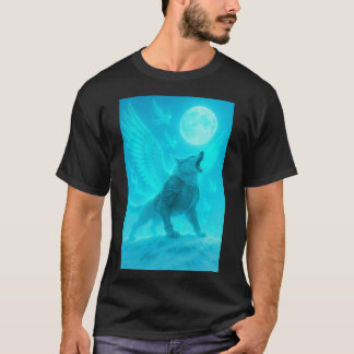 Mystic Winged Wolf Howling at the Moon T-Shirt